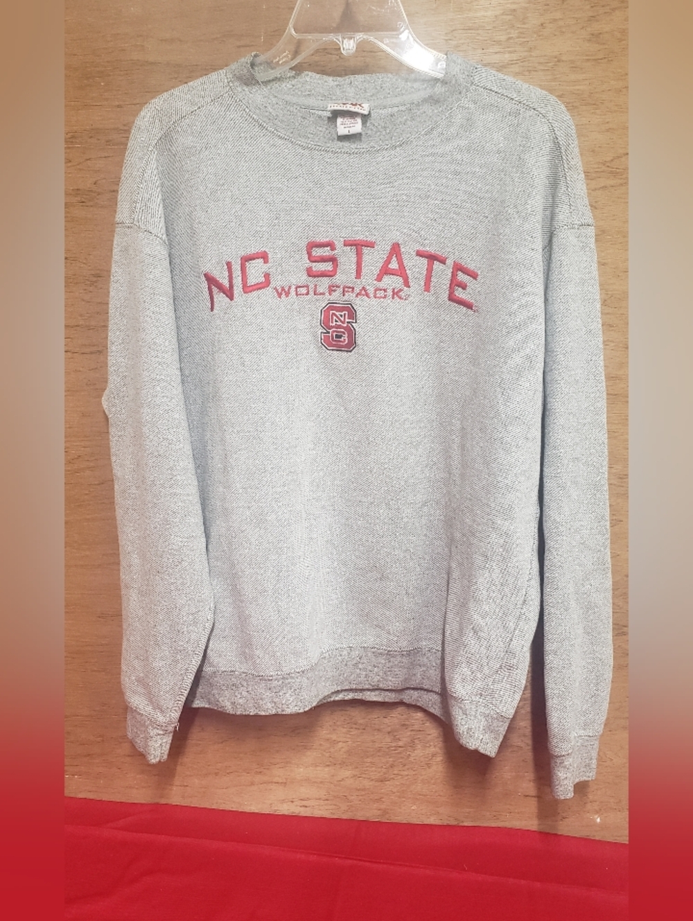 Vintage Heather Gray Embroidered NC State Wolfpack Sweatshirt Large